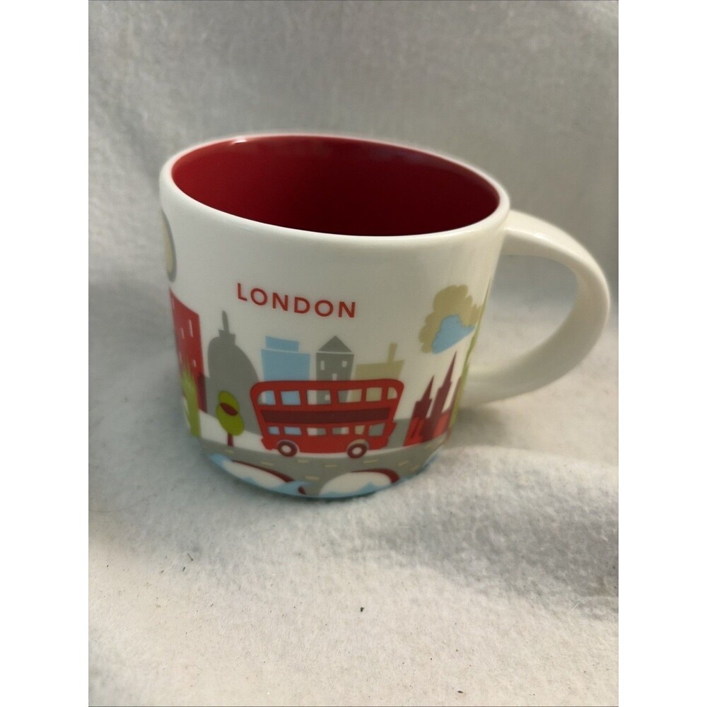 Starbucks London England You Are Here Collection Mug Red Interior 14oz 2018